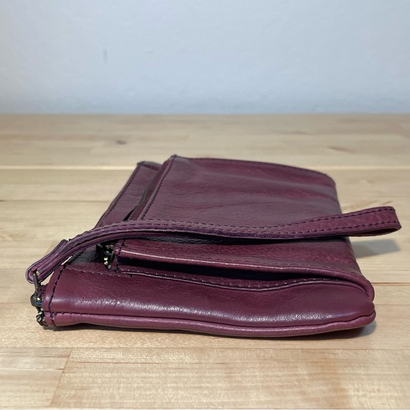 Rock Paper Scissors Burgundy Leather Small Wristlet - Picture 2 of 10